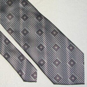 Privado 58" SILK TIE, Black & Silver Stripe, Woven Jacquard Design